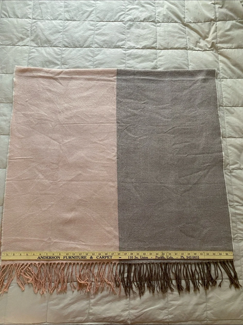 H&M Two-Tone Pink and Taupe Fringed Wrap Scarf